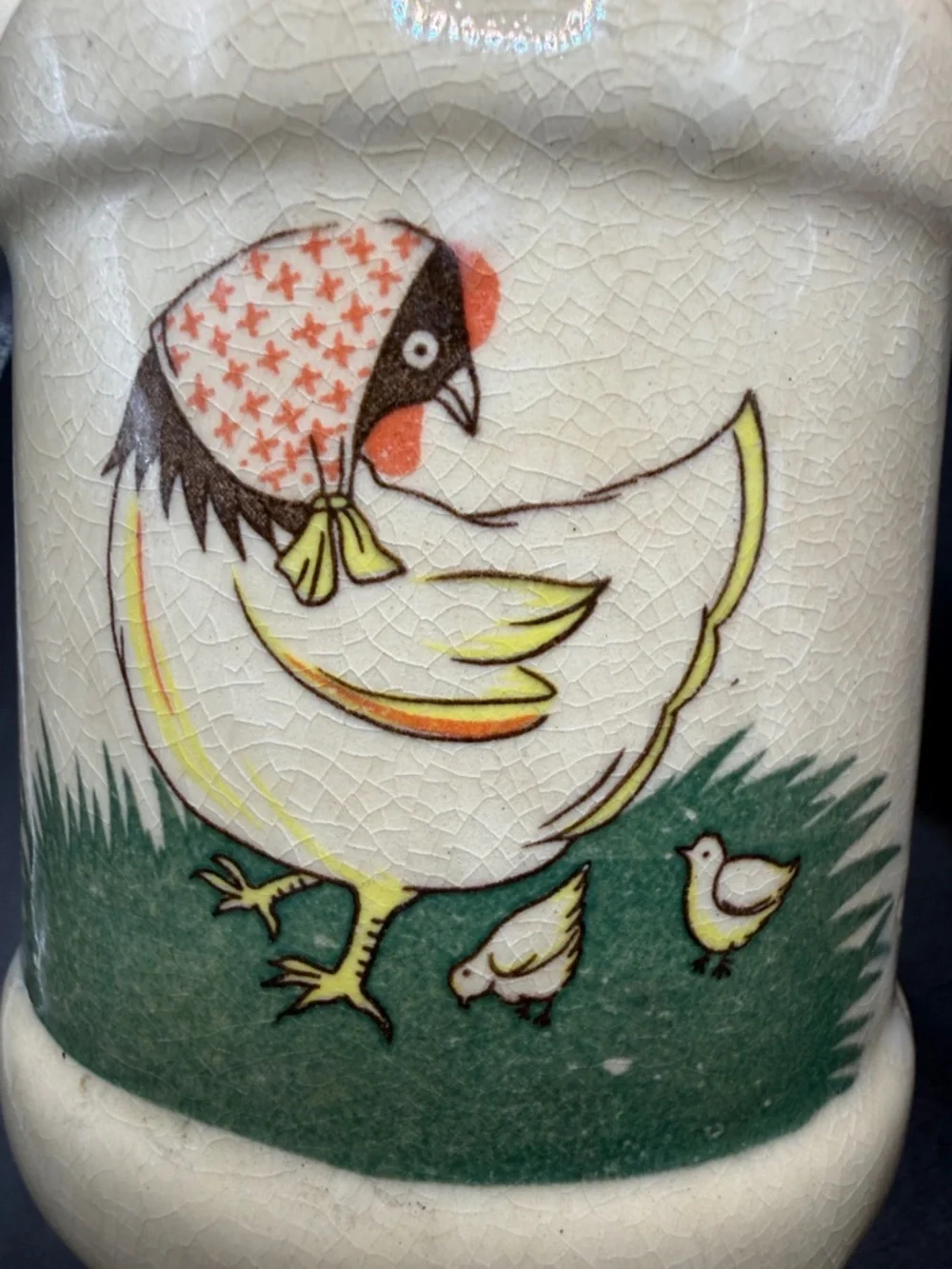 Vintage Hand Painted Mother Hen Chicken Cottagecore Farmhouse Ceramic Vase Decor - Picture 9 of 9